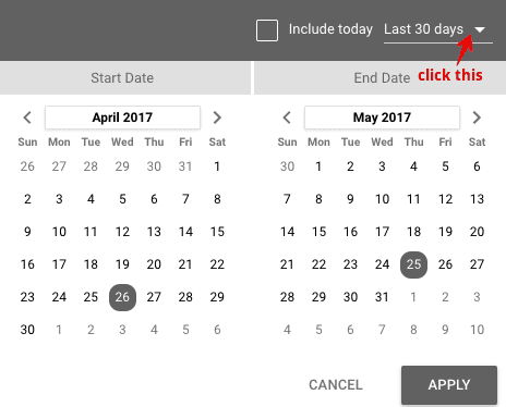  set default date range 