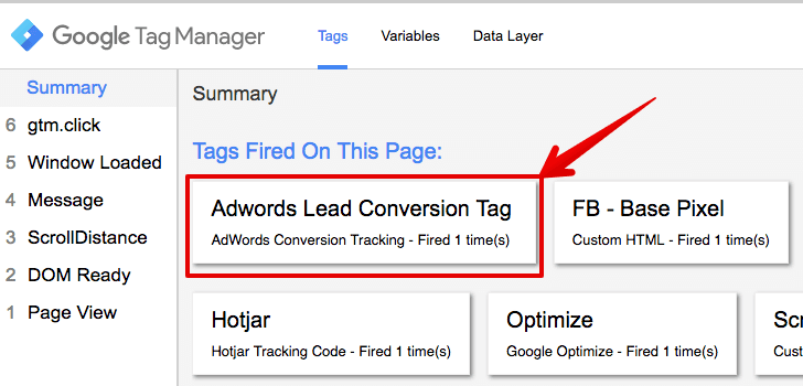  adwords conversion tag testing 