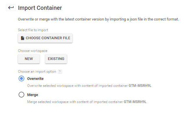  import container options 