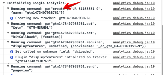  track events using GA debugger 