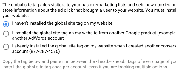  global site tag 