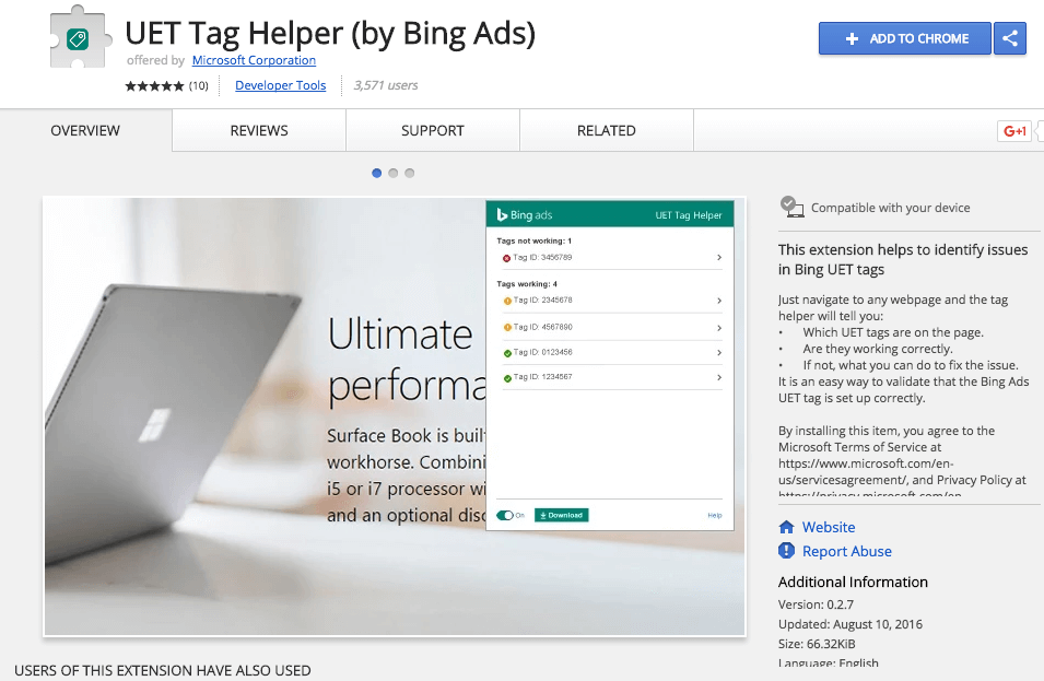  UET Tag Assistant for Chrome 