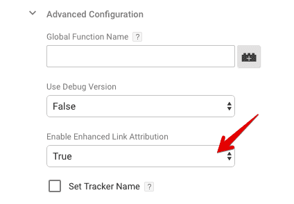  enable enhanced link attribution tag manager 