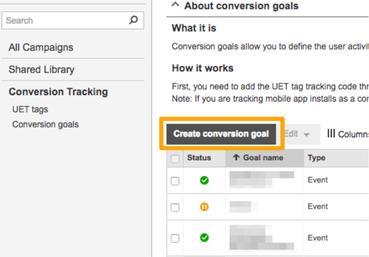 create conversion goal 