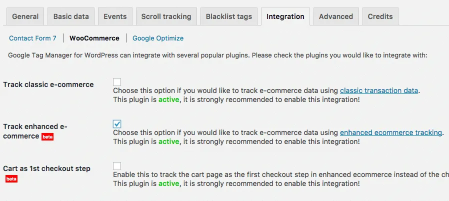enable enhanced ecommerce tracking