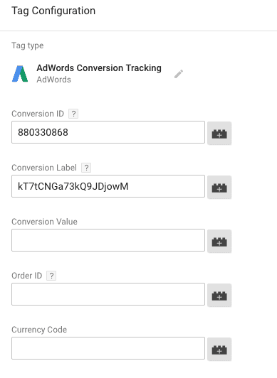  configure conversion tag 